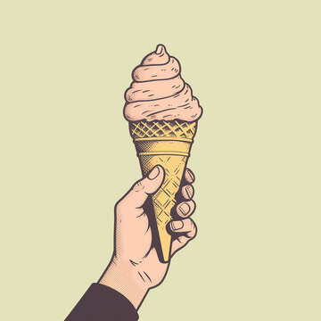 Generative AI image of a person holding an ice cream cone