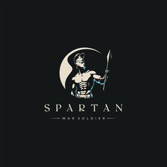 illustration of spartan king god in armor and helmet, holding a spear