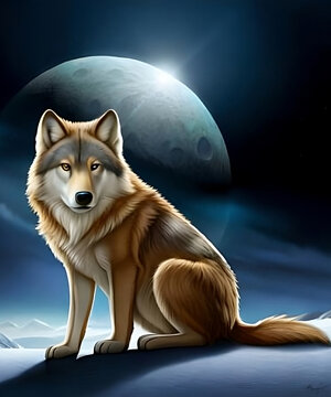Wolf and Moon