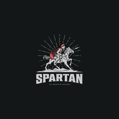 illustration of spartan king god in armor and helmet, riding a horse holding a spear ready to attack