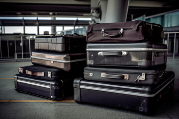 The Challenges of Airport Luggage and the Suitcase Hassle. Suitcase with luggage at airport. Generative AI
