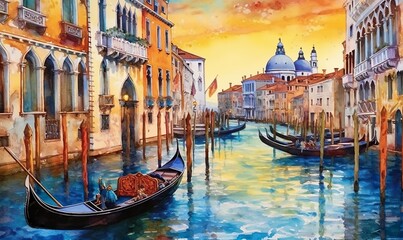 Venice in watercolor - obrazy, fototapety, plakaty