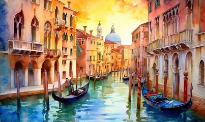 Fototapeta na wymiar Venice in watercolor