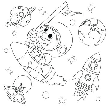 Coloring book space. vector illustration.