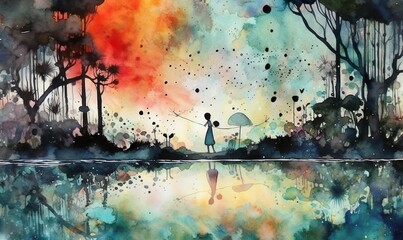 sound of melodies in watercolor