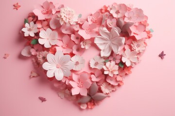 Fototapeta premium background rose heart day card love valentine wedding flower romance pink. Generative AI.