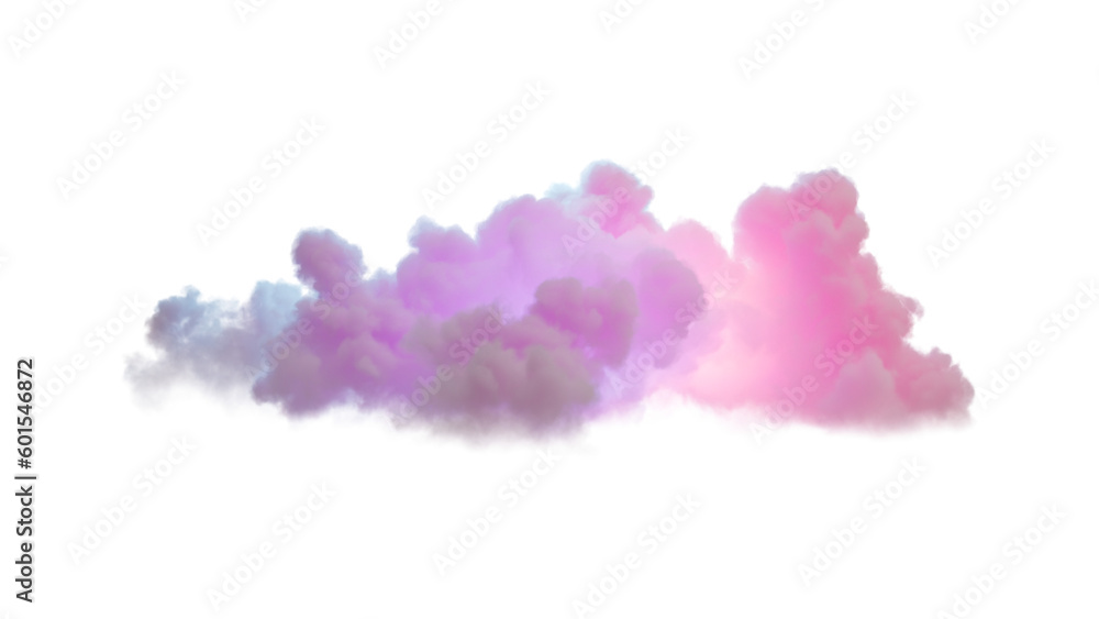 Poster 3d render, abstract cloud illuminated with neon light.