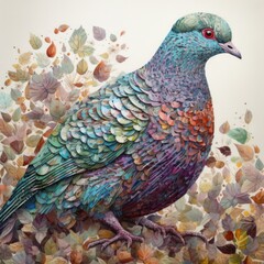 Watercolor Colorful Pigeon Generative Ai