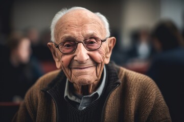 Portrait of an elderly man with glasses, looking at the camera