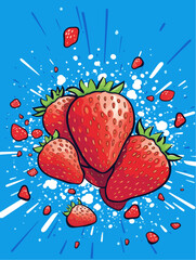 Strawberries in Comic style.
