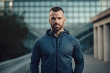 Fototapeta premium Portrait of a handsome young man in sportswear outdoors.