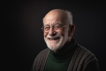 Obraz premium Portrait of a senior man on a black background. Studio shot.