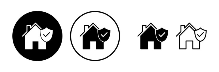 Home insurance icon vector. home shield protect logo