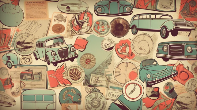 Old backgrounds. Illustrations with old decorations, decals. Image generated by AI.