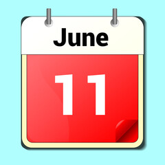 day on the calendar, vector image format, June 11.