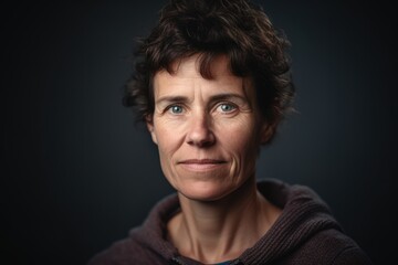 Fototapeta premium Portrait of a mature woman looking at the camera on a dark background