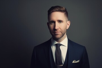 Portrait of a handsome young man in a suit. Studio shot.