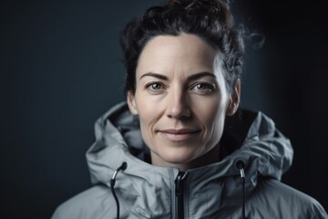Portrait of a beautiful middle-aged woman in a winter jacket