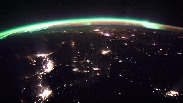 Orbiting over Planet Earth in real time. View from International Space Station. Public Domain images from Nasa