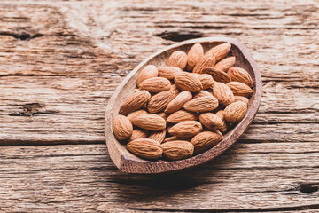 pile of natural almonds (Prunus dulcis) close-up image