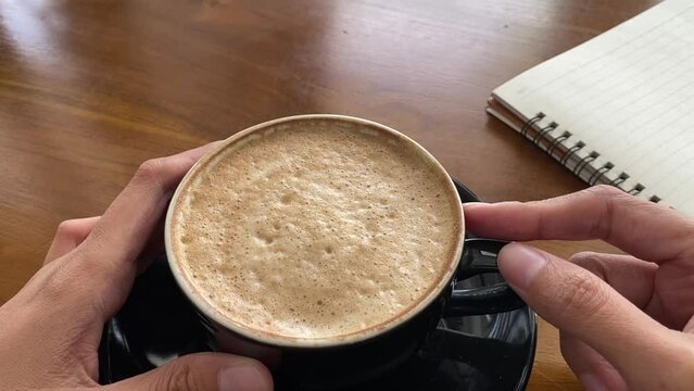 hand stroking glass because of nervous and anxiety. mental health issue