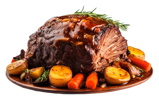 Pot roast in transparent background. Generative AI.