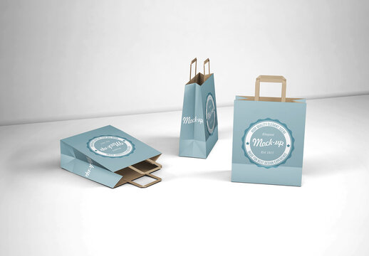 Shopping Paper Bag Mock-up 3D Scene 3x6x15"
