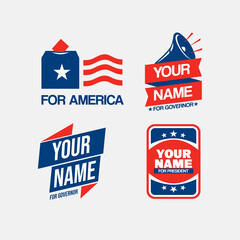 Election stickers pack. Badge Vote sticker. Label Election badge design