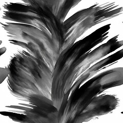 Seamless black watercolor brushes pattern design created with Generative AI technology