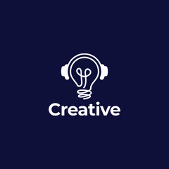 creative bulb logo design with line art style