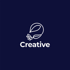 creative bulb logo design with line art style