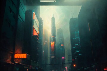 sci-fi fantasy illustration conceptual dystopian style scene futuristic artwork
fictional digital painting textured background generative AI art