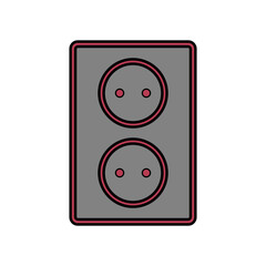 Wall socket icon on white.