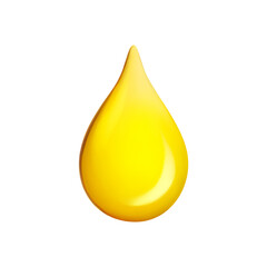 Golden vegetable oil drop on white background