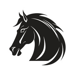 simple horse, vintage logo line art concept black and white color, hand drawn illustration