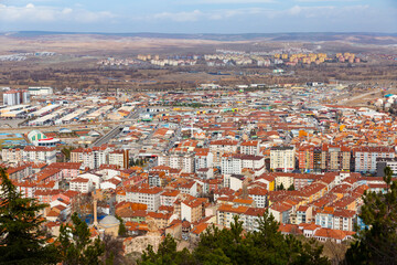 Fototapeta na wymiar Aerial view of the residential areas of the provincial city of Kutahya, Turkey.