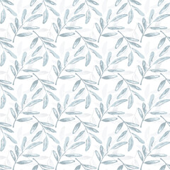 Naklejka na ściany i meble blue leaves seamless pattern