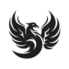 simple phoenix, vintage logo line art concept black and white color, hand drawn illustration