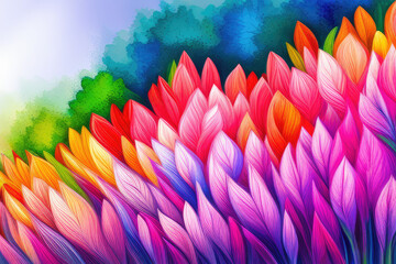 Colorful beautiful Abstract illustration flower art. Generative AI.