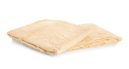Fresh thin lavash on white background
