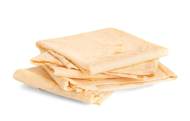 Fresh thin lavash on white background