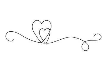 Black heart line on white background. Love minimalist contour art. Vector illustration.