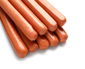 Tasty sausages on white background