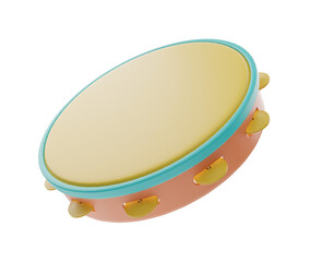 Tambourine 3D Render Pandeiro Percussion Samba Capoeira Music Instrument Hand Drum Isolated
