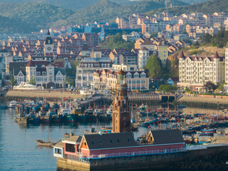 Spring seaside scenery of Binhai Road in Dalian, Liaoning province, China