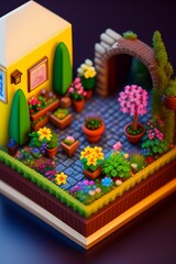 isometric diorama, 8-bit, overflowing flower shop, particle effects, 2.2 gama, sony a7r7, Tamron 10-24mm f/3.5-4.5, ISO 3200, extremely detailed, 8k texture, lots of flowers and vibrant Generative AI 