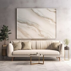 a wall with a soft light-colored marble texture. The wall is elegantly crafted, with gentle veins of pale hues running through the marble, creating a sense of delicate beauty. The light gracefully dan