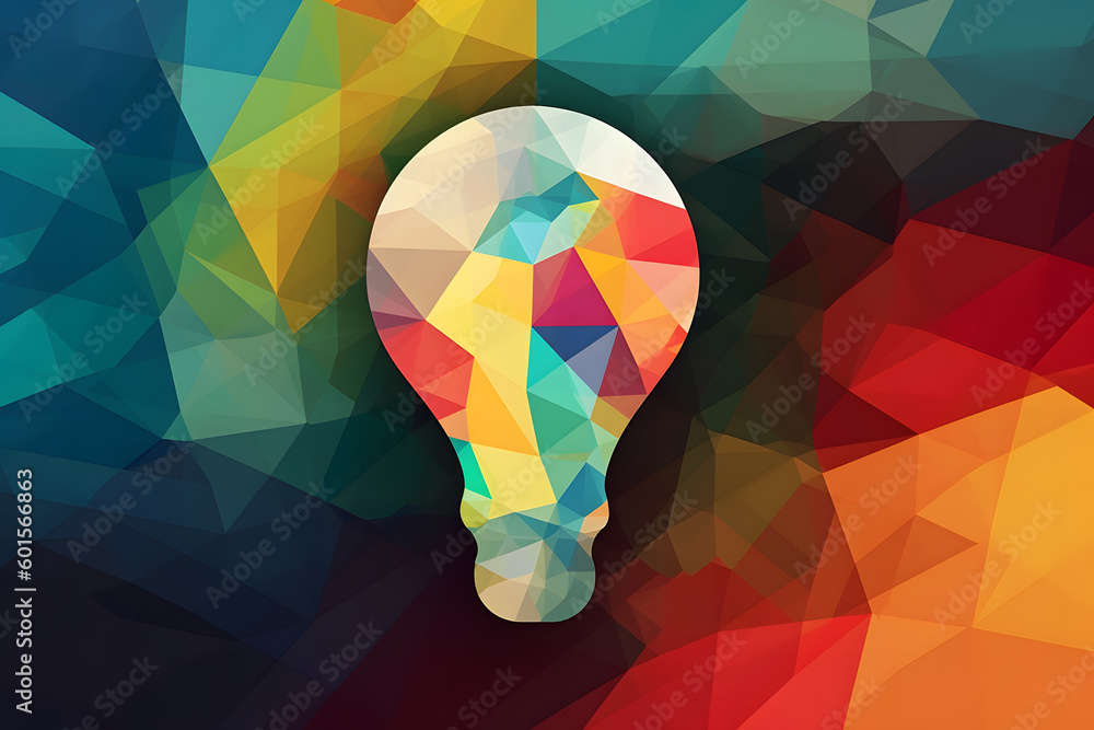 Poster light bulb abstract idea search concept. creative and inspiration. neural network ai generated art g