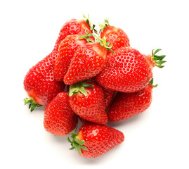 Heap of fresh strawberries on white background