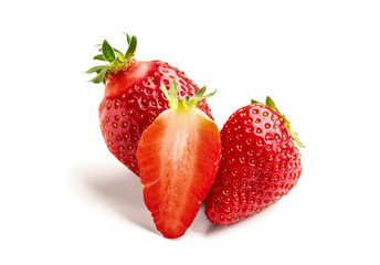 Fresh strawberries on white background